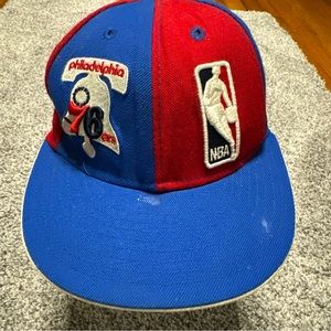 Philadelphia 76ers New Era 59Fifty Fitted Flat Brim Hat 7 1/4 NBA Made USA Wool